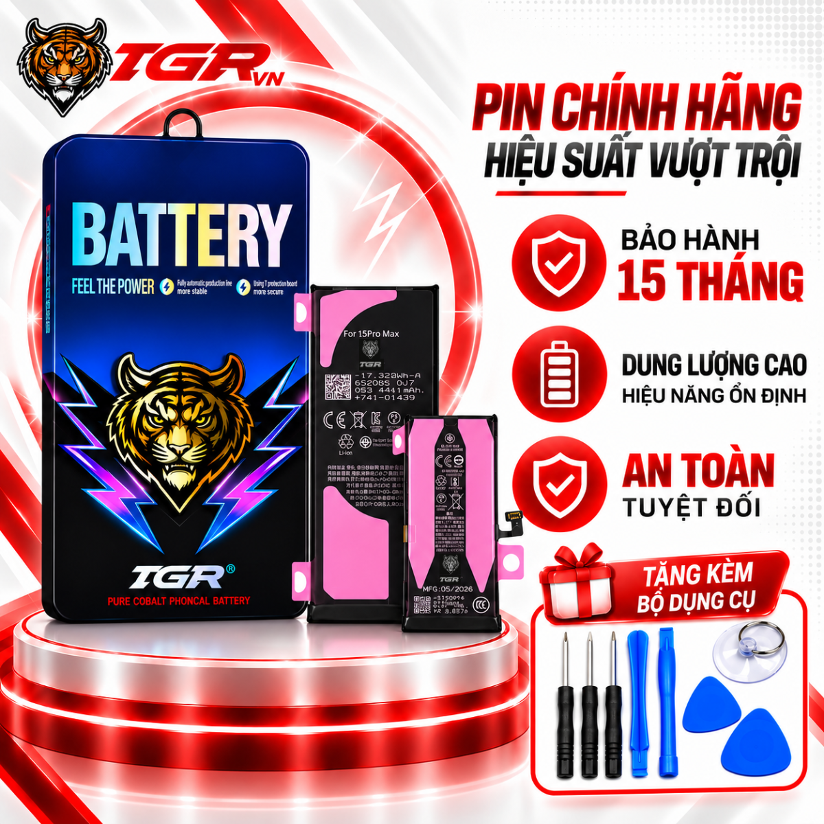 Pin TGR dung lượng chuẩn cho iPhone 8